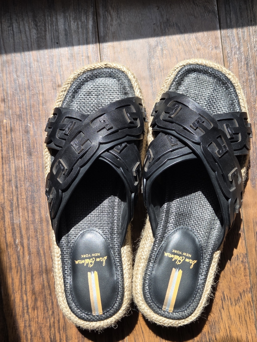 Sam Edelman Pria Black Woven Leather Espadrille Platform Slides Resort 7.5 - Picture 4 of 8